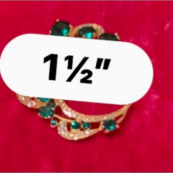 💎 Vtg. Camrose & Kross Jbk Emerald & Clear Glass Rhinestone Feather💎#BROC - Picture 15 of 16